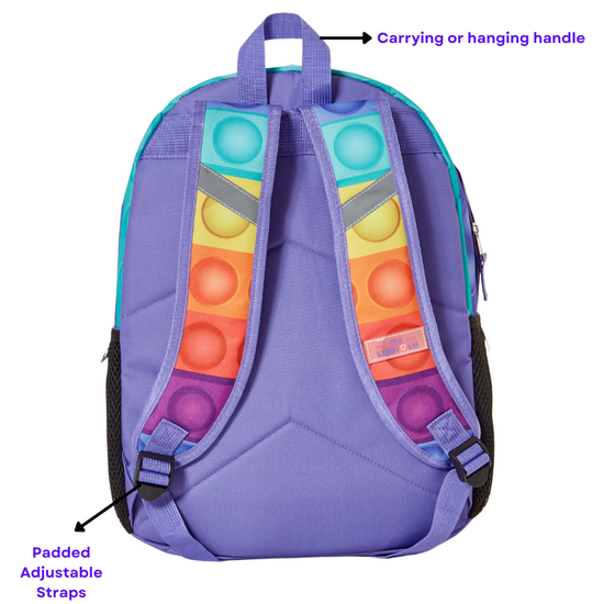 Printed Fidget Popper Backpack Set for Kids with Pop It Keychain Bubble Poppers and Pencil Case