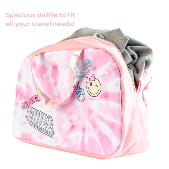 Pink Tie Dye Girls Duffle Bag for Dance, Travel, Sports, or Gymnastics – 18 x 7 x 12 inches