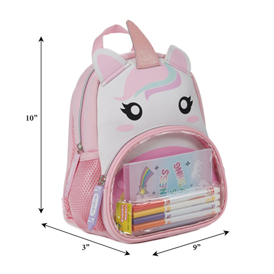 Crayola Neoprene Unicorn Mini Backpack for Girls & Toddlers with Crayola Markers & Notepad, 10 inch, Pink