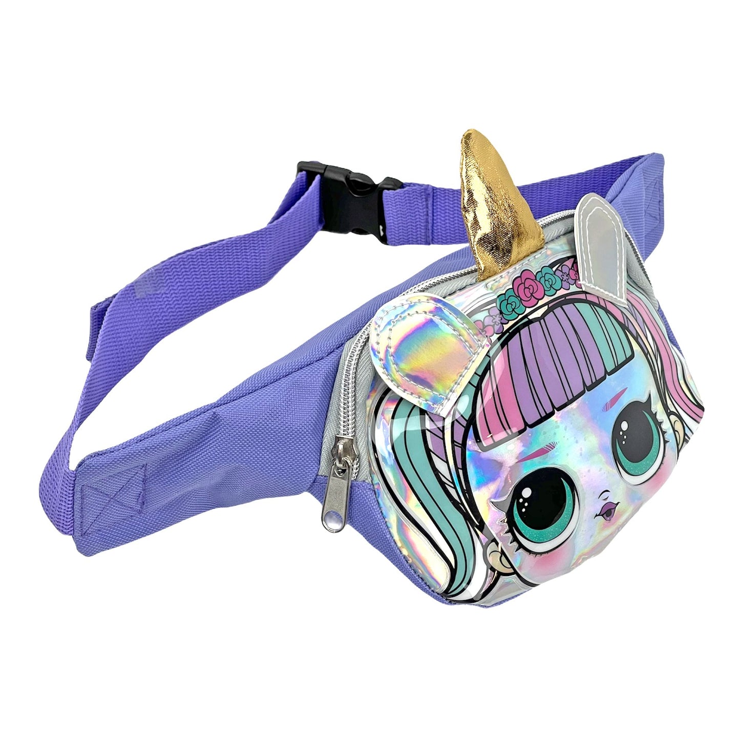 Unicorn LOL Fanny Pack for Girls with Adjustable Belt, Purple – Fits All Sizes