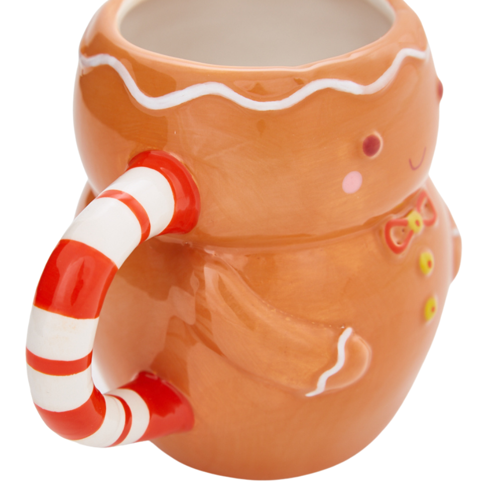 Gingerbread Man Christmas Mug for Kids or Adults - Large Ceramic Coffee or Hot Cocoa Mug, 16 oz.