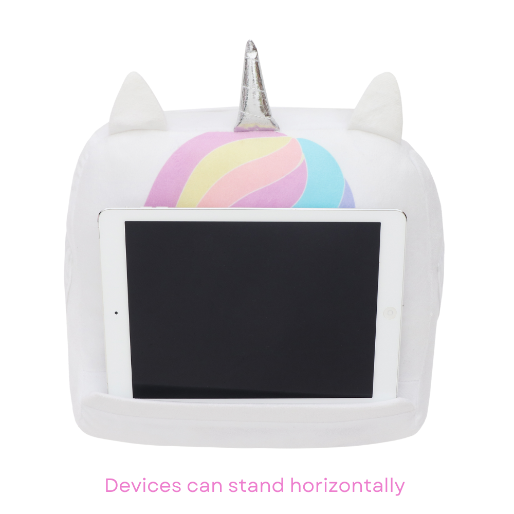 Plush Unicorn Kids Tablet Holder Pillow Stand for Girls, Travel and Home Tablet Stand