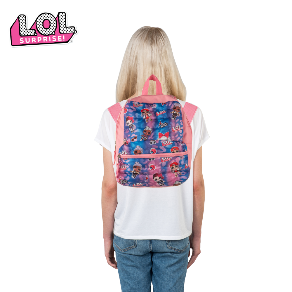 LOL Mini Backpack for Girls and Toddlers with Front Pocket, Quilted, 12 inch