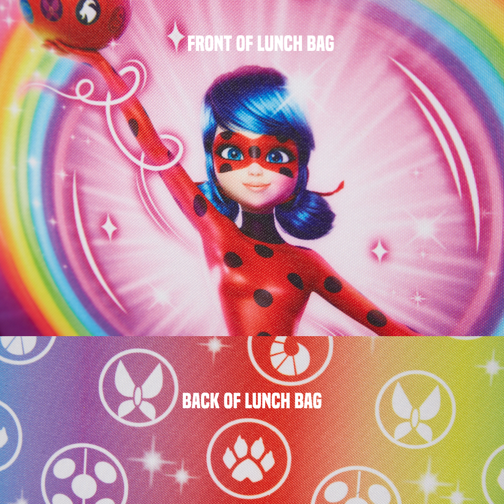 Miraculous Ladybug Lunch Box and Water Bottle Set, Soft Insulated Lunch Bag for Girls