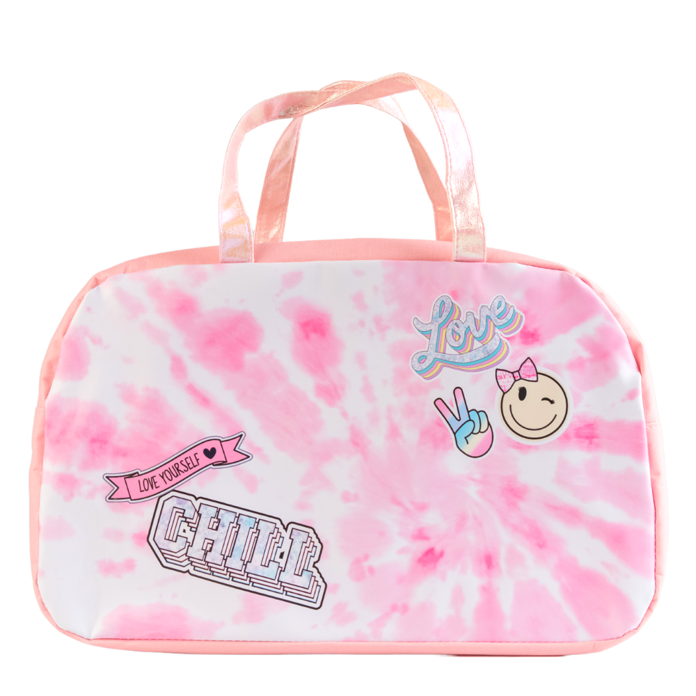 Load image into Gallery viewer, Pink Tie Dye Girls Duffle Bag for Dance, Travel, Sports, or Gymnastics – 18 x 7 x 12 inches
