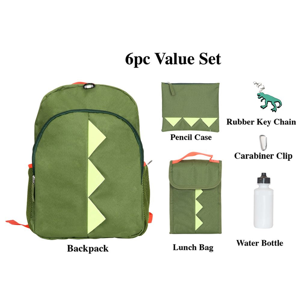 Dinosaur Backpack Set for Kids, 16 inch, 6 Pieces