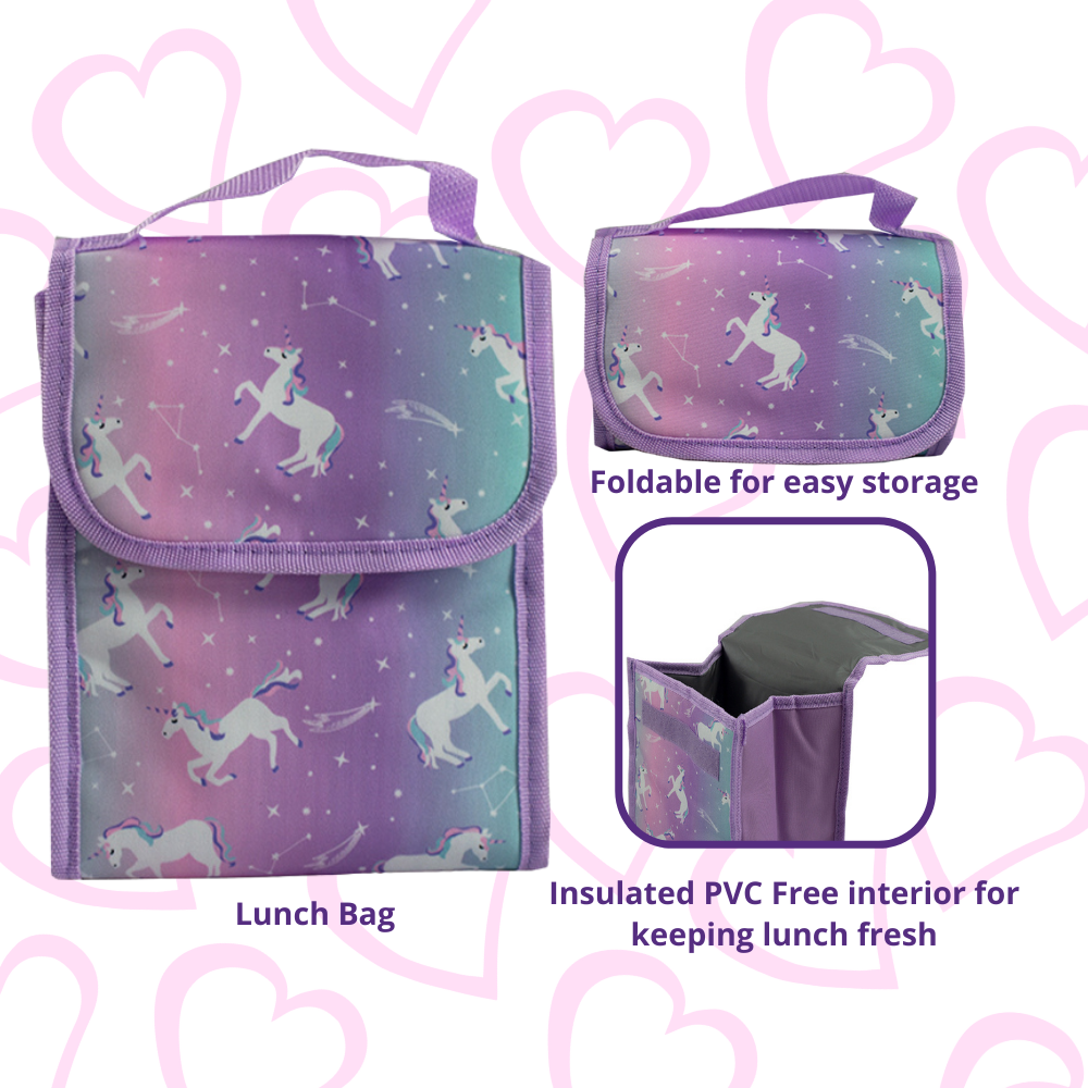 Unicorn Backpack Set for Girls 16 inch 6 Pieces Includes