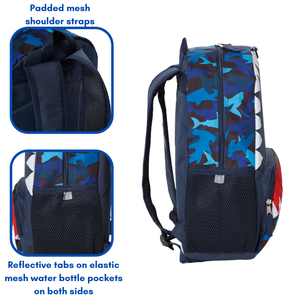 Load image into Gallery viewer, 16 Inch Shark Backpack with Lunch Box Set for Boys or Girls, Value Bundle, Blue
