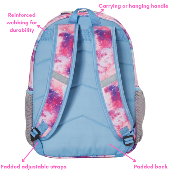 Load image into Gallery viewer, Pink Galaxy Backpack Set for Girls, 16 inch, 6 Pieces - Includes Foldable Lunch Bag, Water Bottle, Scrunchie, &amp;amp; Pencil Case
