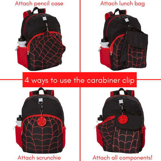 Load image into Gallery viewer, Spiderweb Backpack Set for Boys, 16 inch, 6 Pieces with Foldable Lunch Bag, Water Bottle, Pencil Case, Pop It Key Chain, and Carabiner Clip
