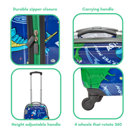 5 Pc. Boys' Dinosaur Space Rolling Suitcase Set with Backpack, Neck Pi – Shop Club Libby Lu 5 Pc. Boys' Dinosaur Space Rolling Suitcase Set with Backpack, Neck Pi – Shop Club Libby Lu
