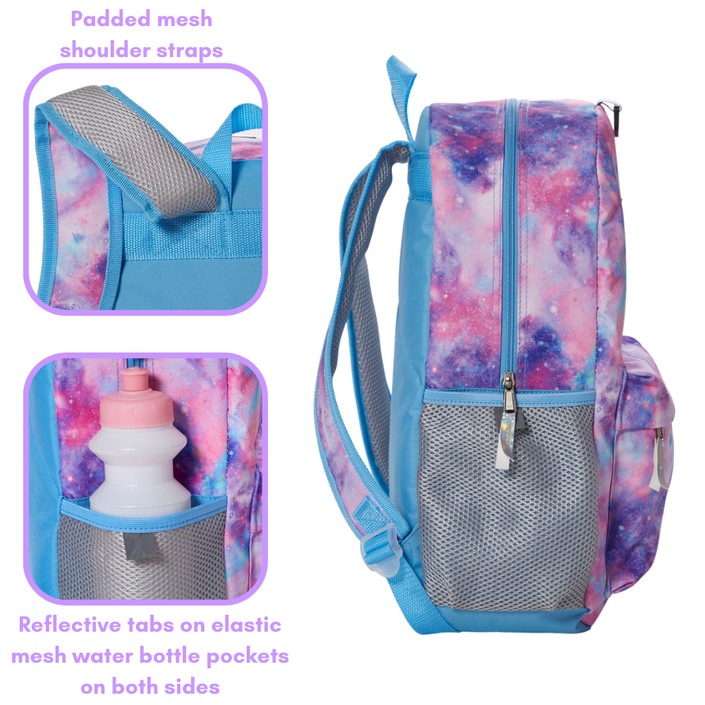 Light Pink Galaxy Backpack Set for Girls 16 inch 6 Pieces