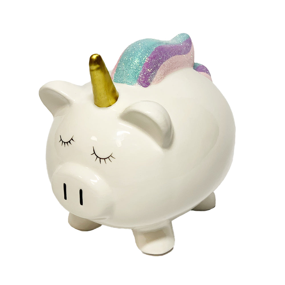 Pig Unicorn Piggy Bank for Girls - Girls Ceramic Coin Bank with Rubber Stopper