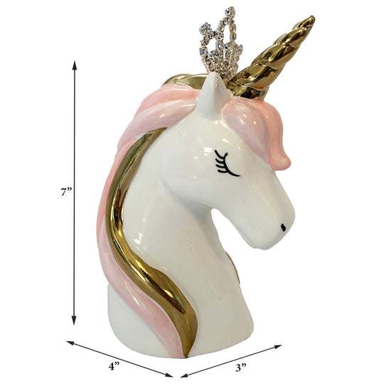 Load image into Gallery viewer, Unicorn Piggy Bank – Coin Money Bank for Girls with Rubber Stopper and Rhinestone Crown
