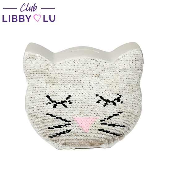 Load image into Gallery viewer, Cat Piggy Bank with Reversible Flip Sequins – Coin Money Bank for Girls with Rubber Stopper
