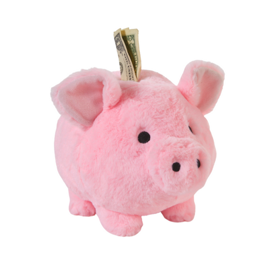 Pink Plush Piggy Bank for Kids Stuffed Animal Coin Banks with
