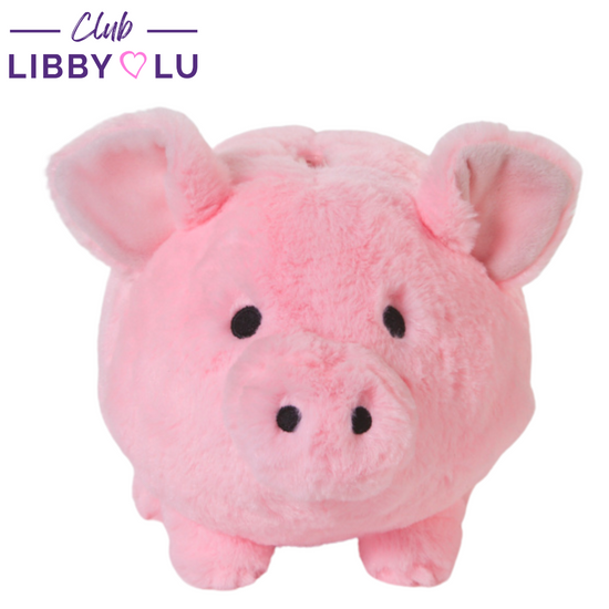 Load image into Gallery viewer, Pink Plush Piggy Bank for Kids, Stuffed Animal Coin Banks with Stopper – Fuzzy Pink Piggy Bank for Girls
