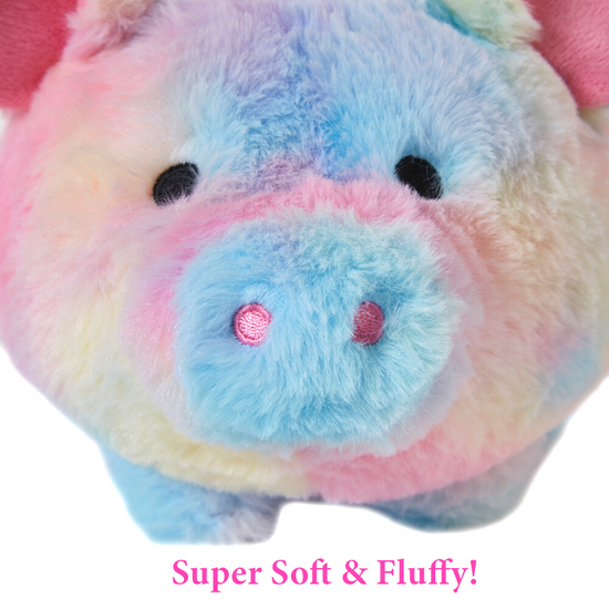 Tie Dye Plush Piggy Bank for Kids, Stuffed Animal Coin Banks with Stopper – Fuzzy Rainbow Piggy Bank for Girls