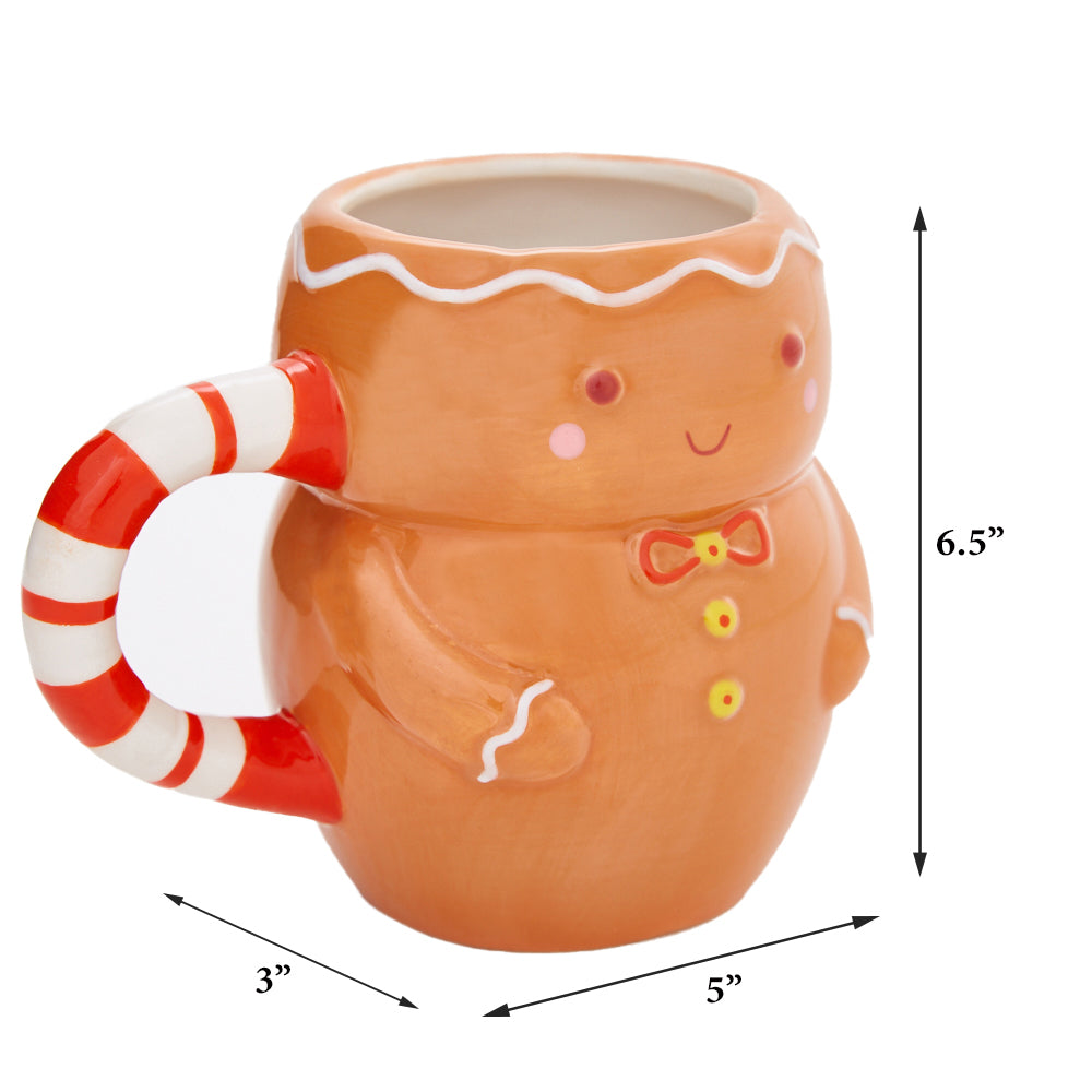 Load image into Gallery viewer, Gingerbread Man Christmas Mug for Kids or Adults - Large Ceramic Coffee or Hot Cocoa Mug, 16 oz.
