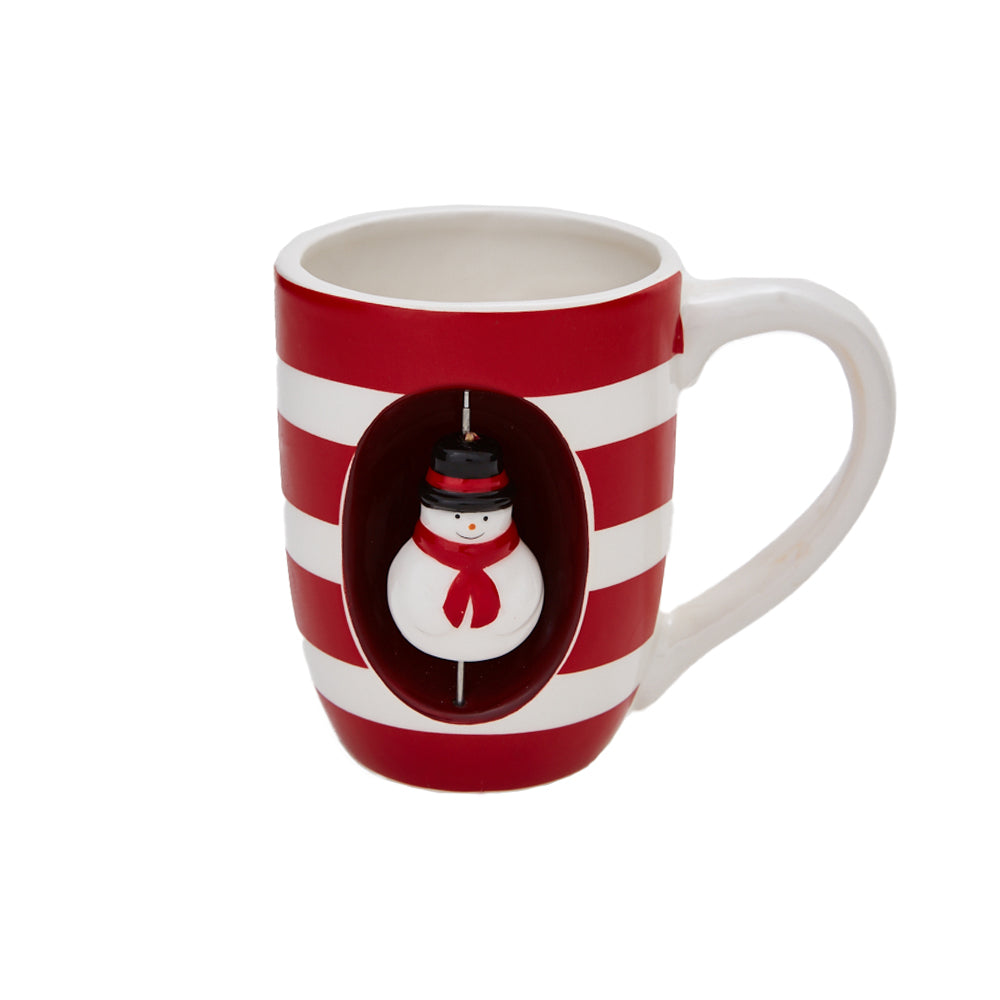 Spinning Snowman Christmas Mug for Kids or Adults - Ceramic Coffee or Hot Cocoa Mug, 8 oz.