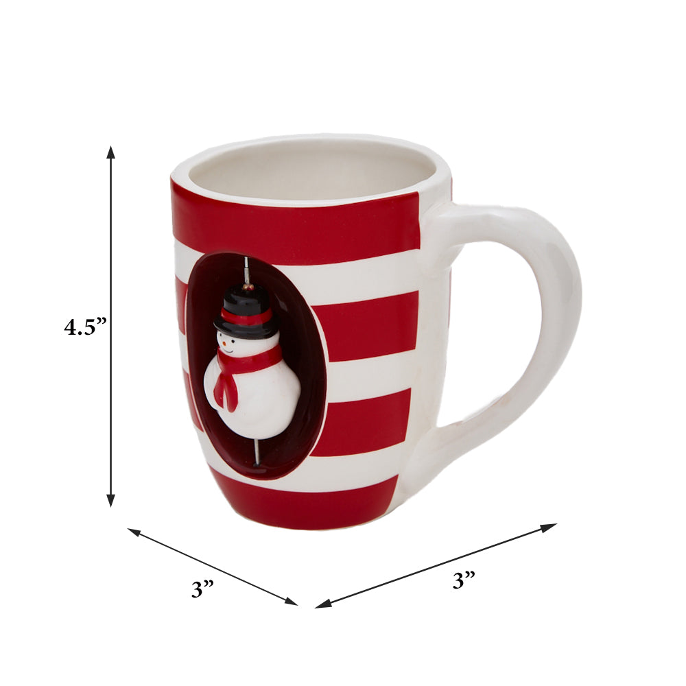 Load image into Gallery viewer, Spinning Snowman Christmas Mug for Kids or Adults - Ceramic Coffee or Hot Cocoa Mug, 8 oz.
