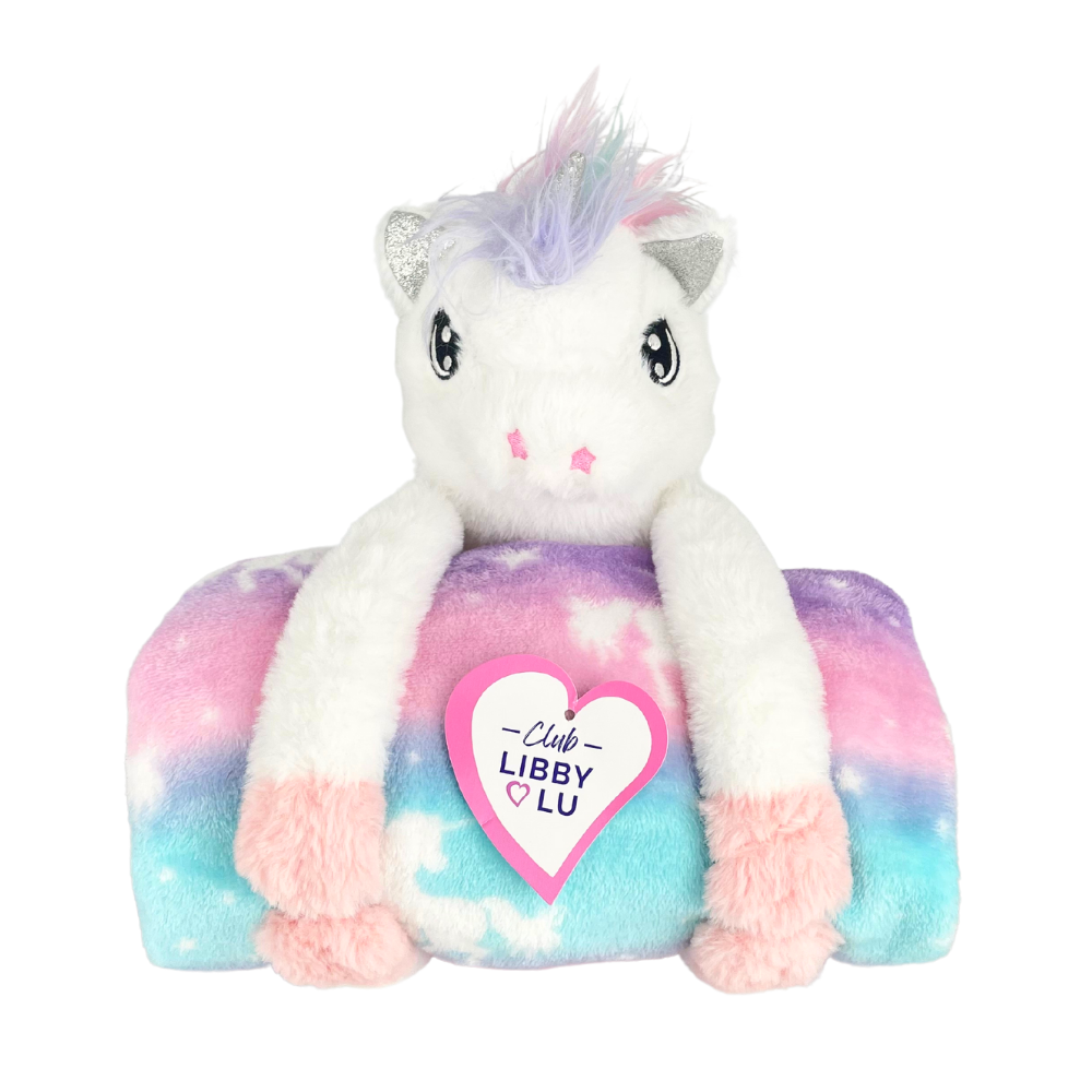 Unicorn Throw Blanket and Stuffed Animal Gift Set for Girls