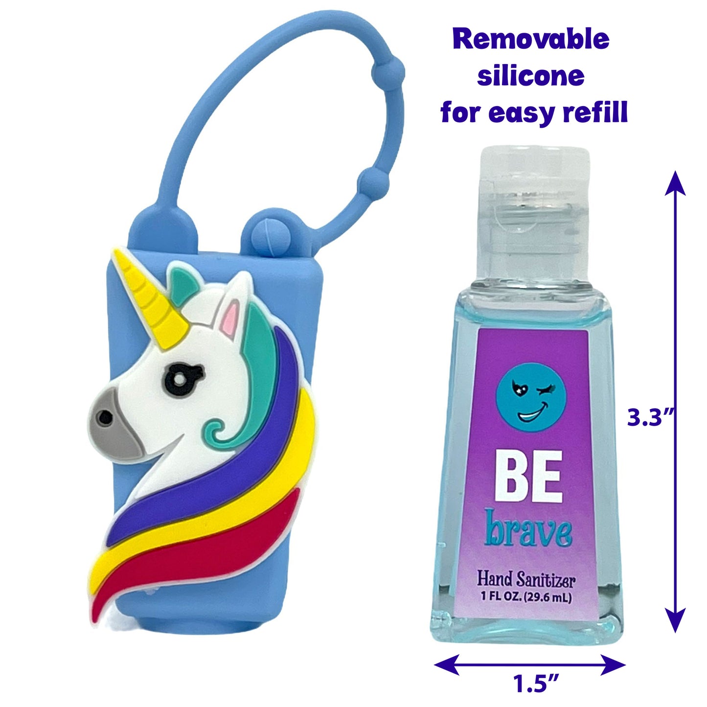 Kids Hand Sanitizer for Girls – Pack of 3 with Cupcake & Unicorn Hand Sanitizer Holders with Sanitizer Bottles Included
