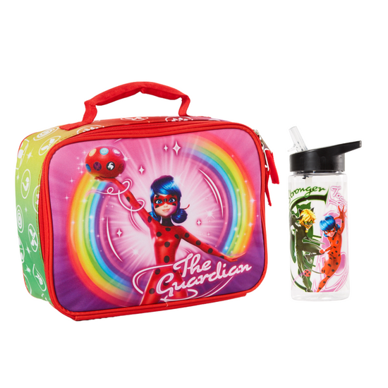 Miraculous Ladybug Lunch Box and Water Bottle Set, Soft Insulated Lunch Bag for Girls
