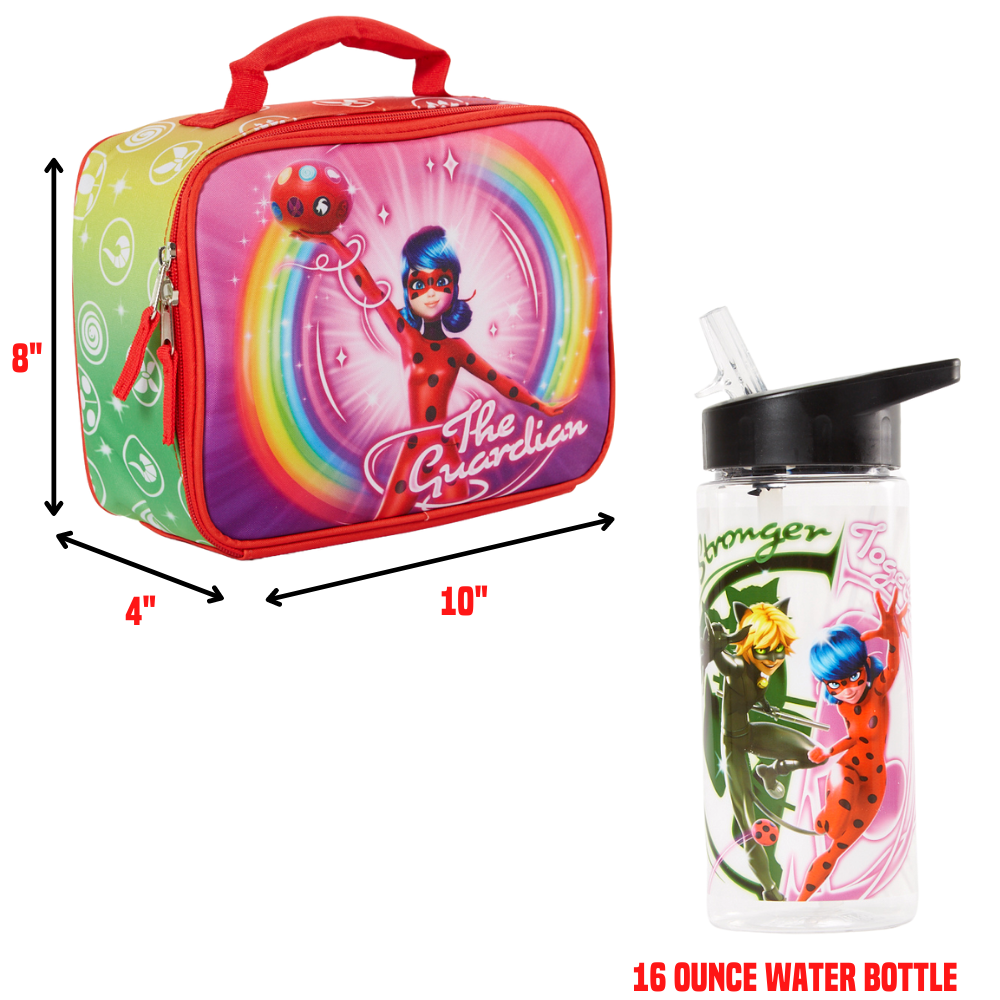 Load image into Gallery viewer, Miraculous Ladybug Lunch Box and Water Bottle Set, Soft Insulated Lunch Bag for Girls
